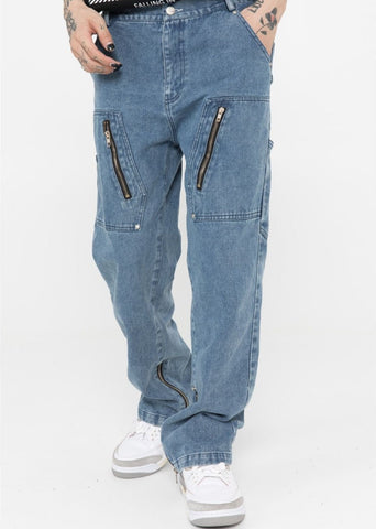 Multi-Zip Utility Denim Jeans