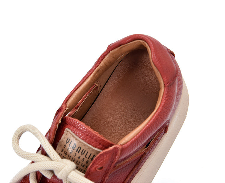 Casual Color Blocking Leather Thick Soled Shoes