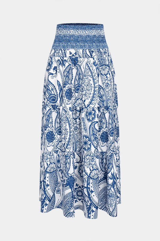 Bohemian Print Smocked Skirt