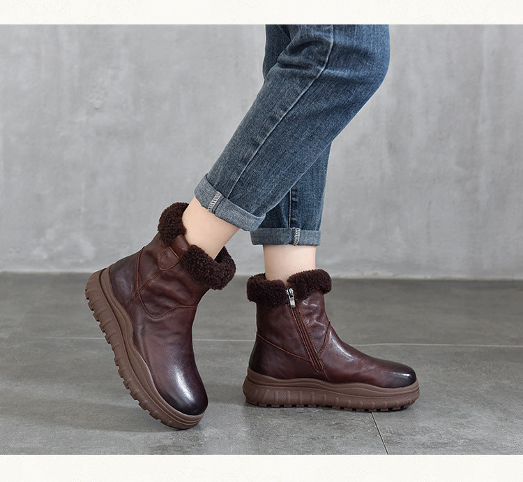 Versatile Warm Solid Color Thick Bottom Cotton Boots