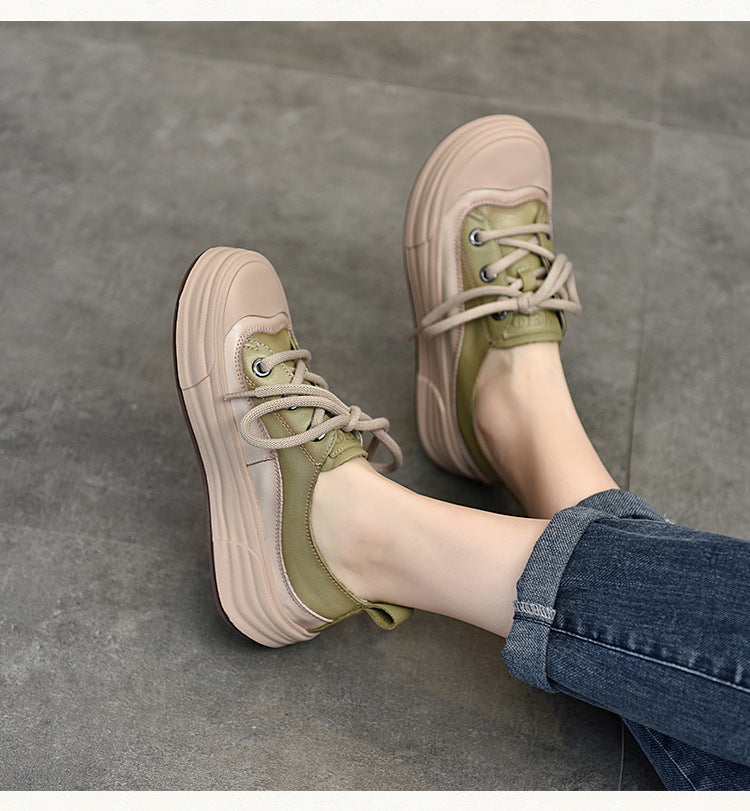 Casual Color Blocking Round Toe Lace-up Shoes