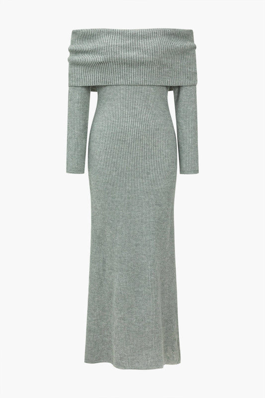 Basic Solid Off Shoulder Long-Sleeve Sweater Dress