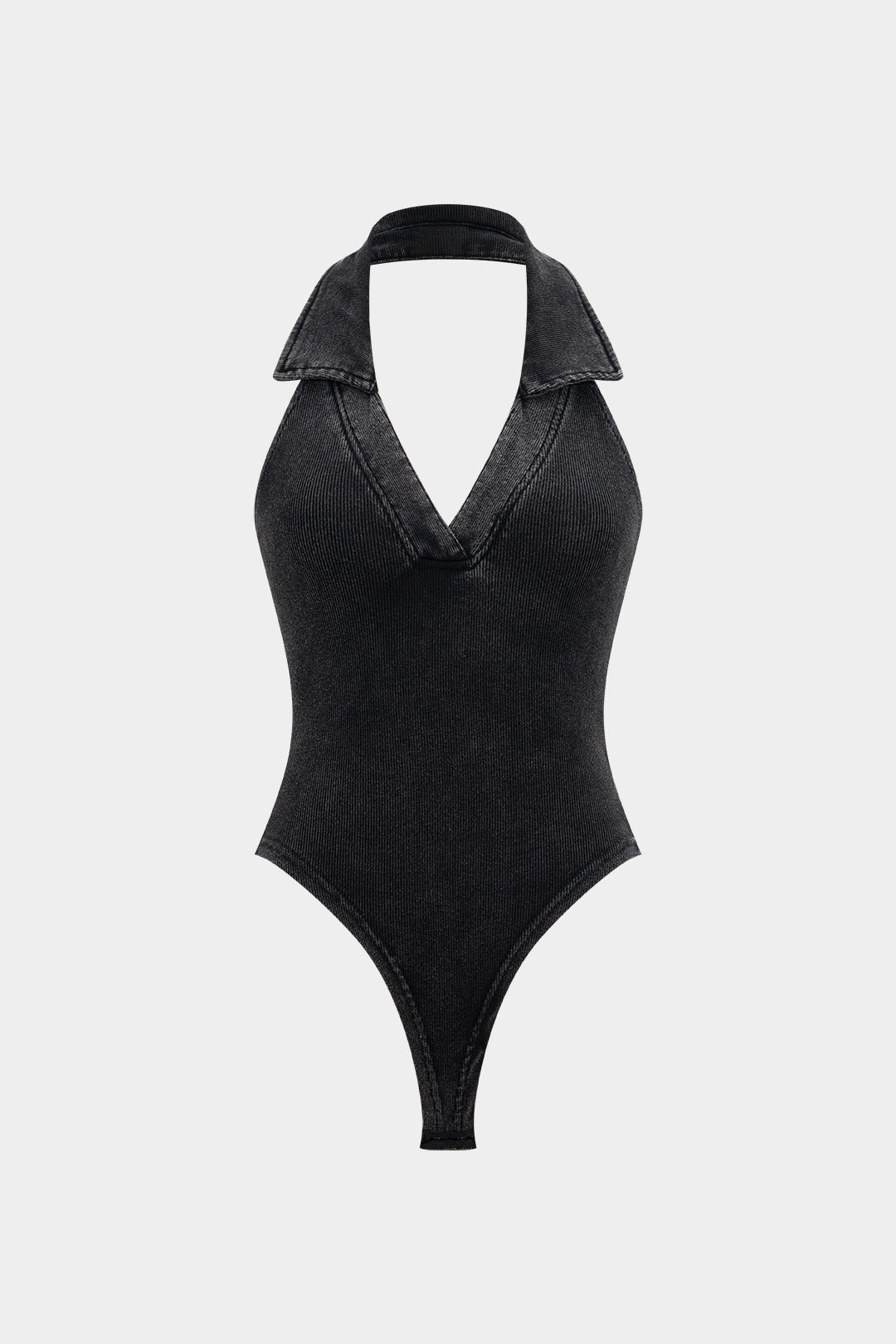 Backless Halter V-Neck Bodysuit