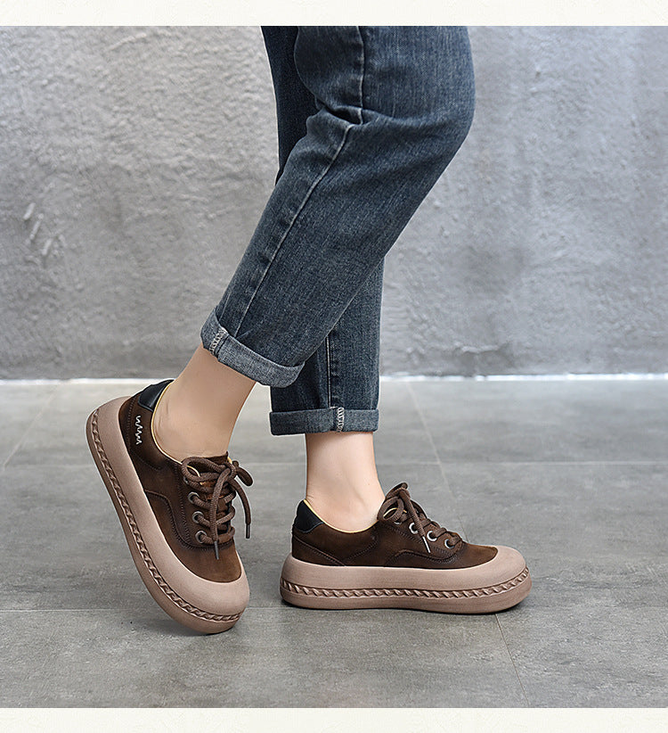 Retro Leather Lace-up Low Top Shoes