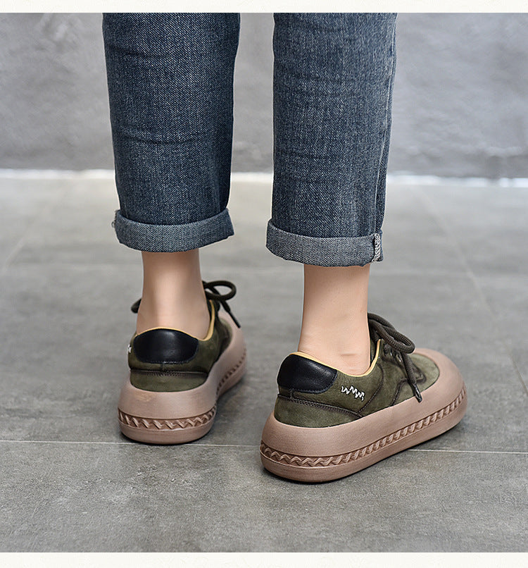 Retro Leather Lace-up Low Top Shoes