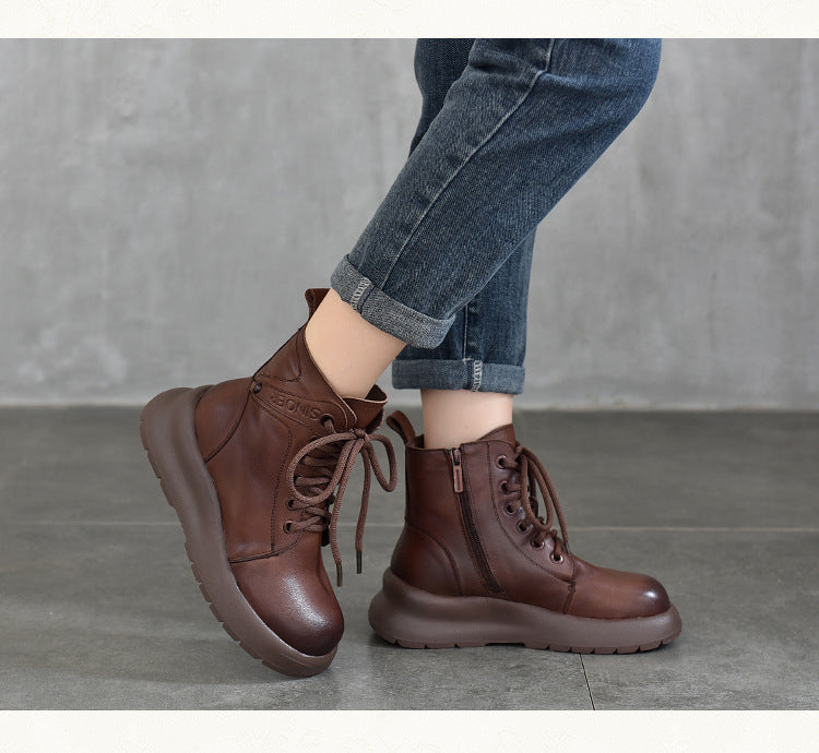 Warm Leather Thick Bottom Martin Boots