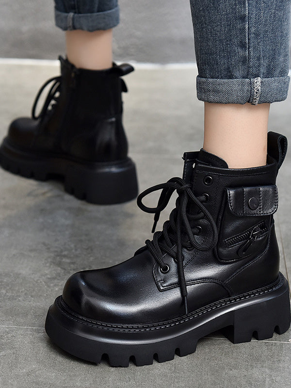 Classic Leather Zipper Thick Bottom Martin Boots