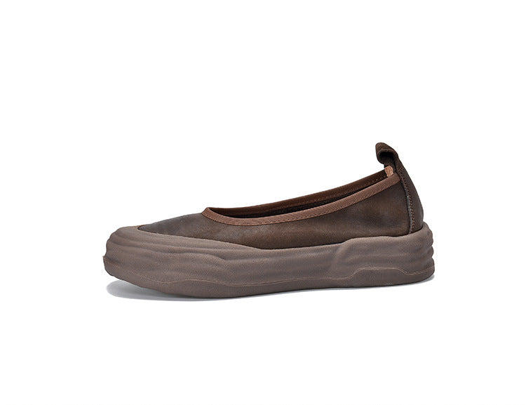 Literary Leather Round-toe Thick Soled Shoes