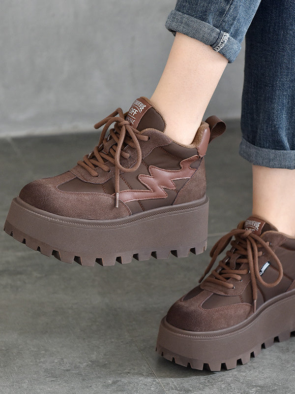 Vintage Leather Thick Bottom Shoes