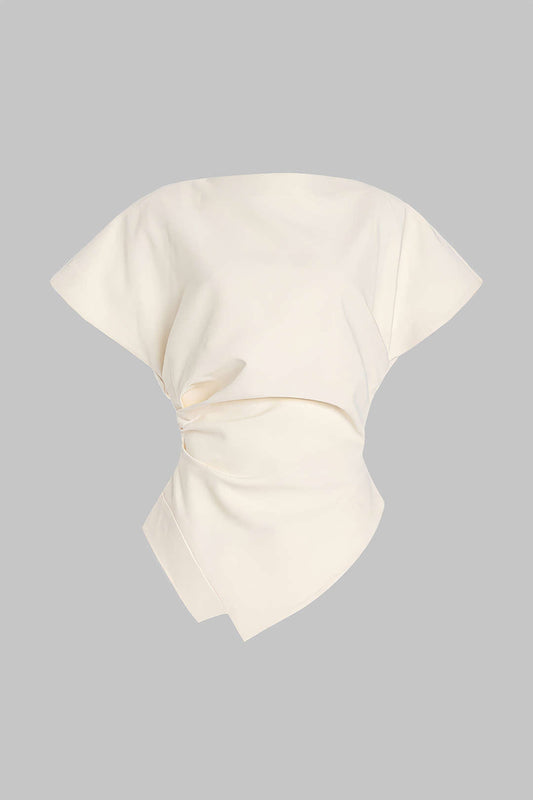 Asymmetrical Ruched Short Sleeve T-Shirt