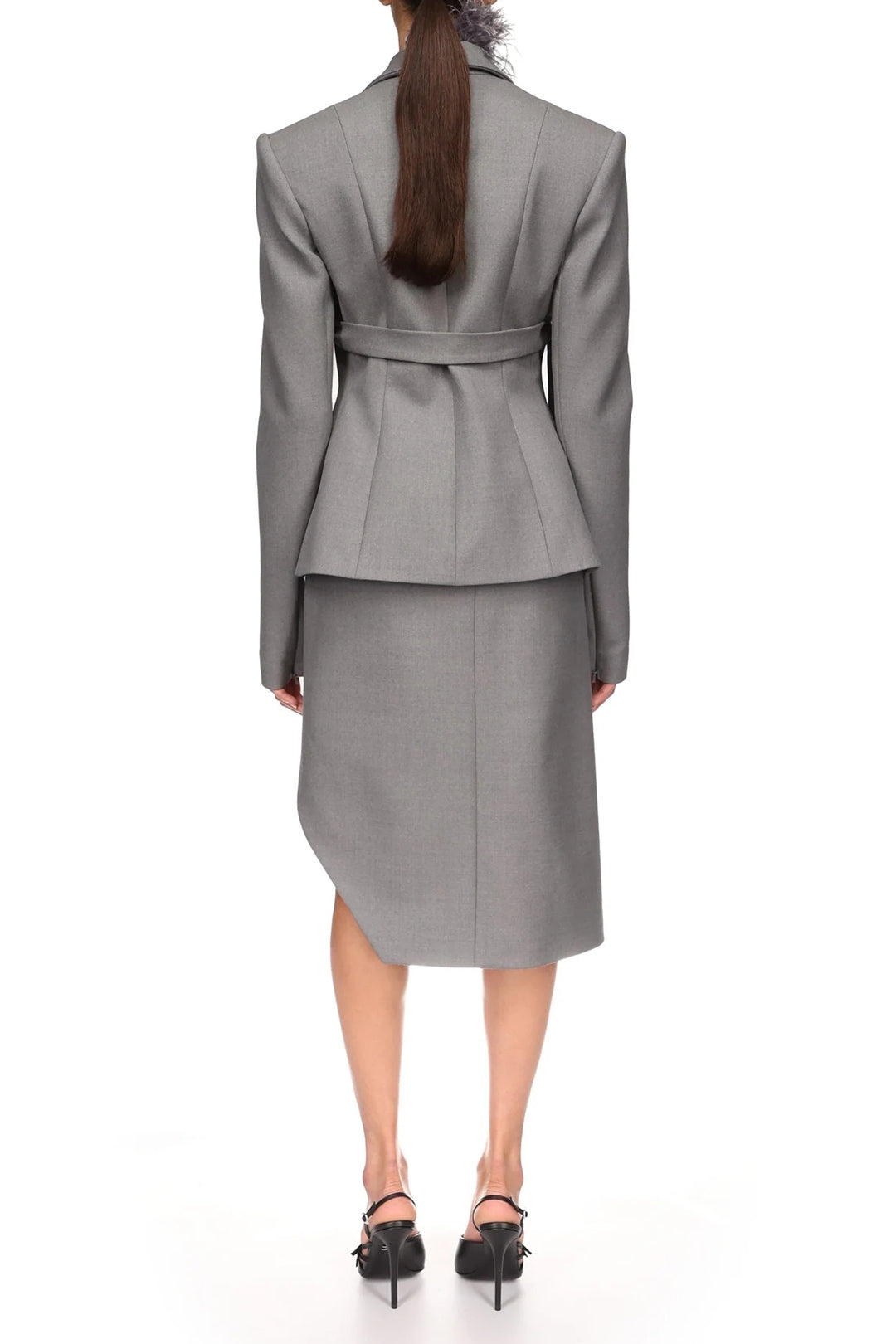 Asymmetrical Drawstring Tie Front Zipper Skirt