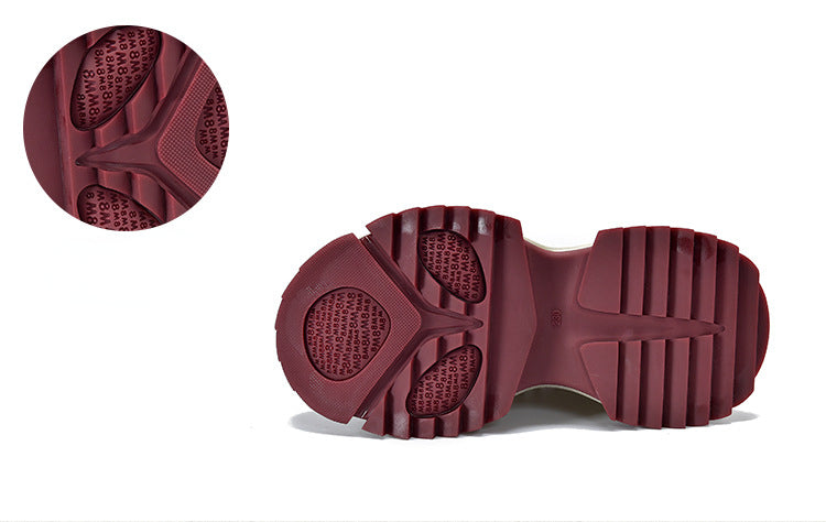 Niche Design Colorblock Leather Thick Bottom Shoes