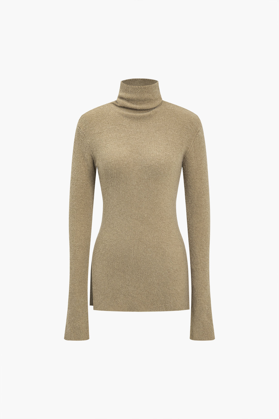 Basic Solid Mock Neck Sweater And Skirt Set