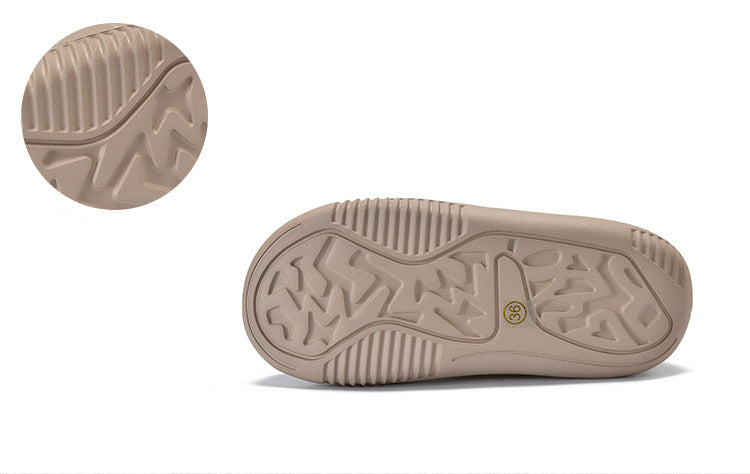 Casual Leather Colorblocked Thick Bottom Boots