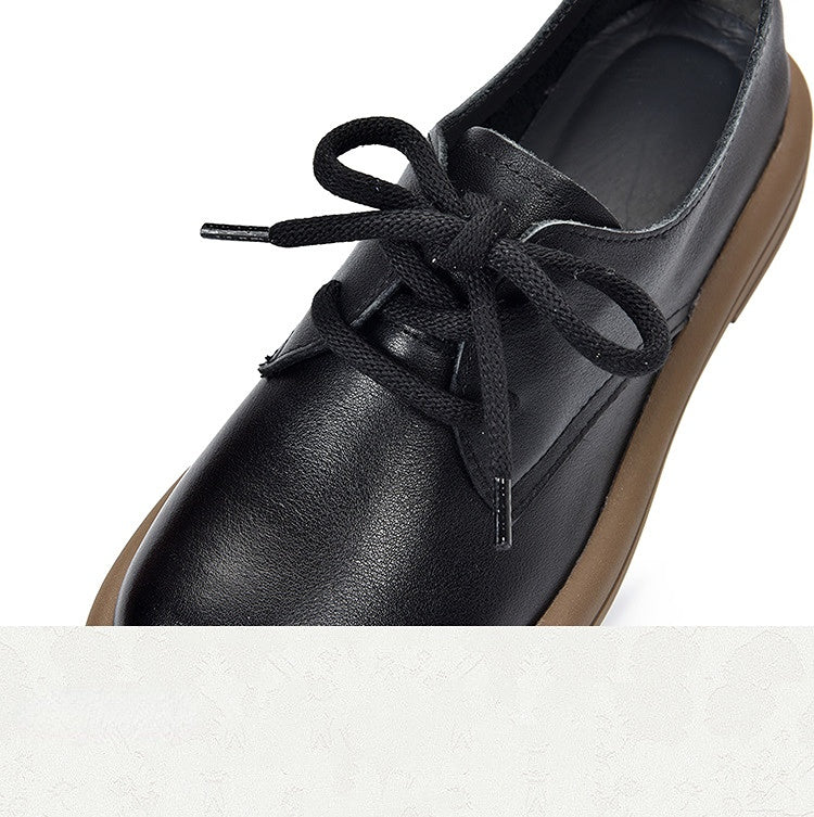Simple Solid Color Mid Heel Leather Shoes
