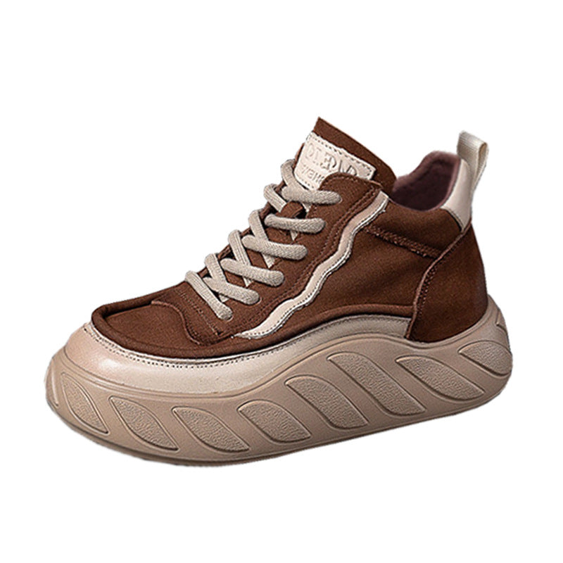 Casual Leather Thick Bottom High Top Shoes