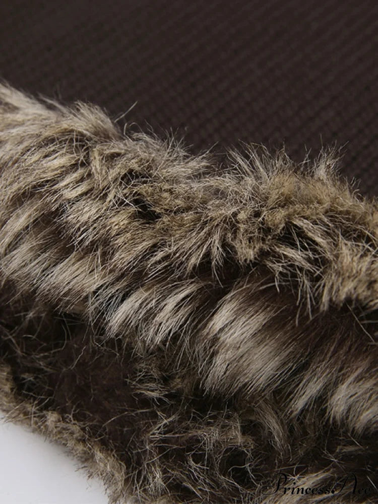 Slim Fit Frayed Hem Brown Mini Skirt