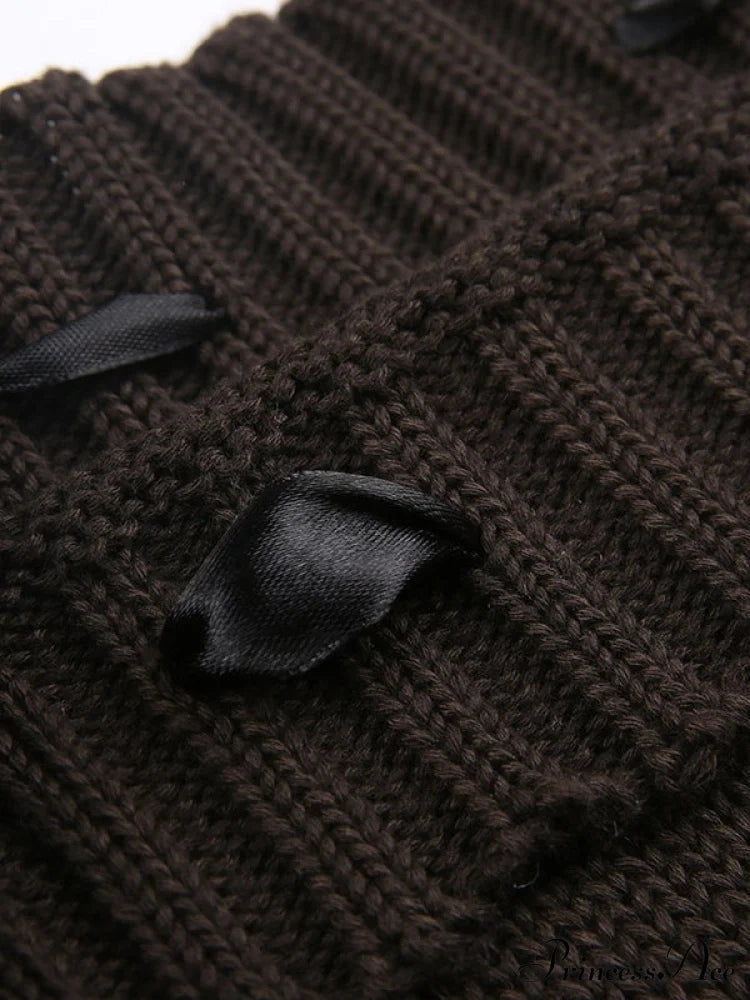 Slim Fit Frayed Hem Brown Mini Skirt