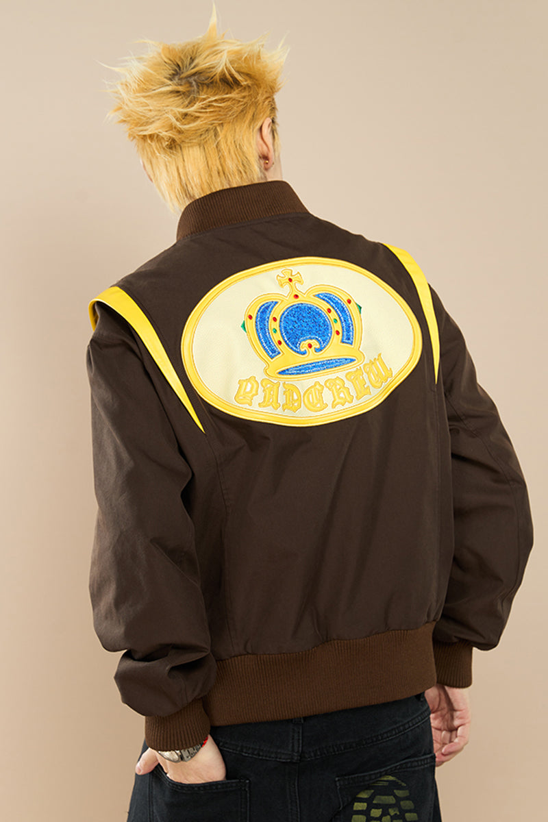 Regal Crown Embroidered Baseball Jacket