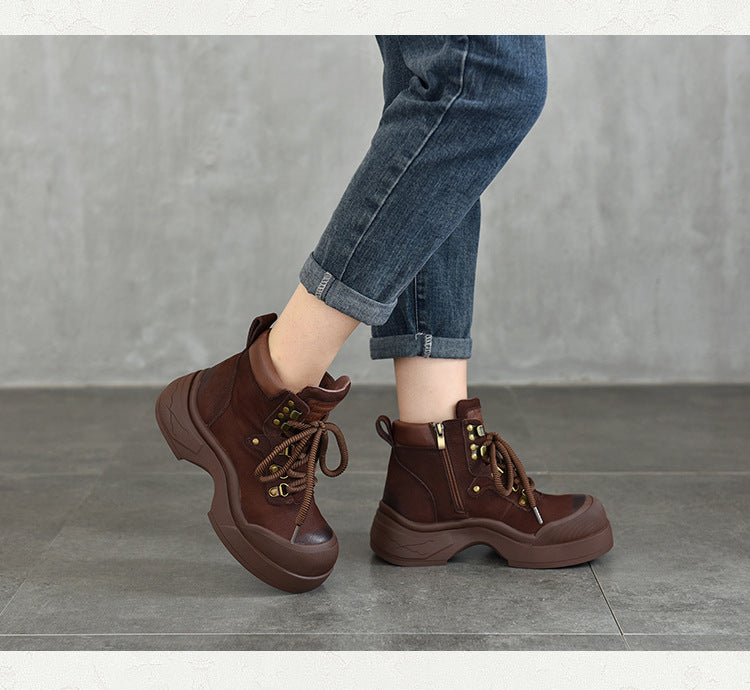 Classic Leather Thick Bottom Lace-Up Martin Boots