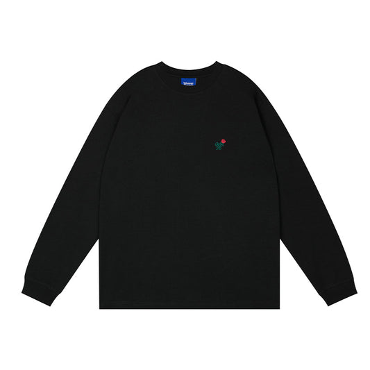 Romantic Rose Embroidery Long Sleeved Tee