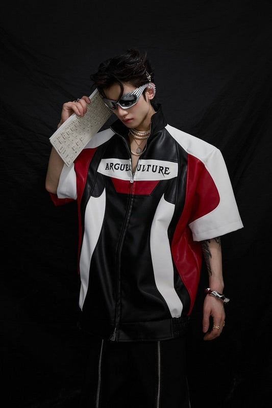 Contrast Leather Shirt