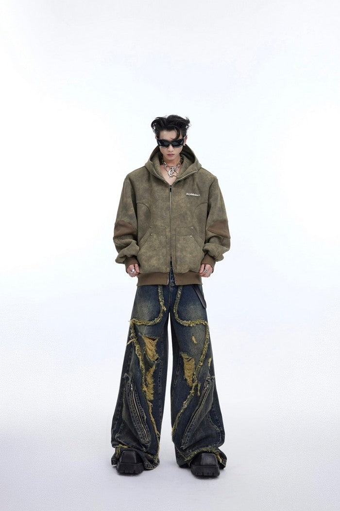 Retro Ripped Deconstructed Jeans