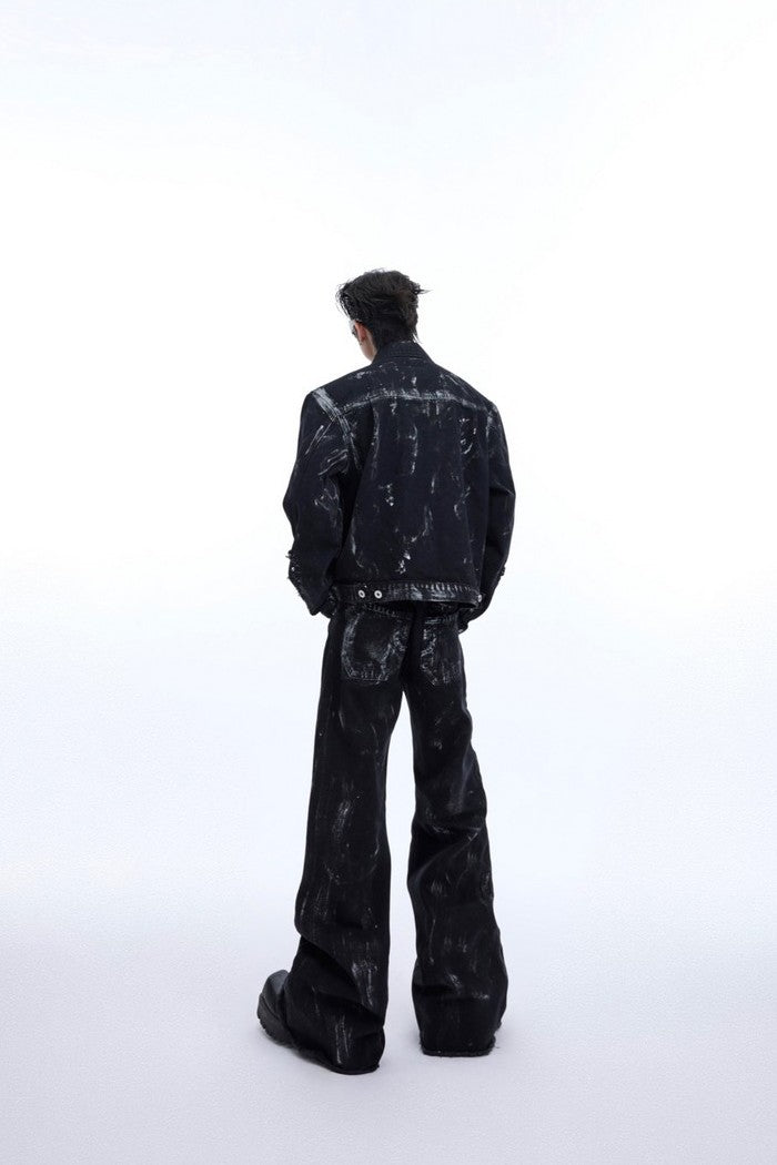 Distressed Denim Jacket With Metal Rivets