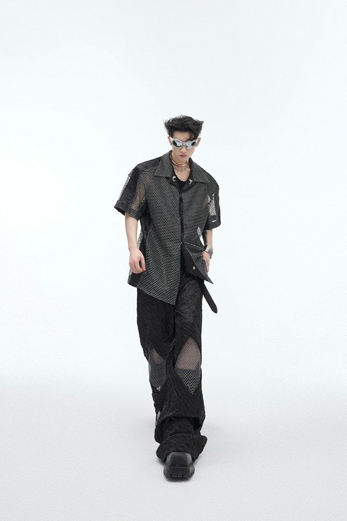 Pleated Mesh Deconstructed Trousers