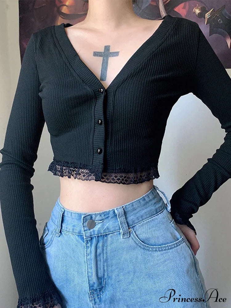 Lace Patchwork Knitted Cardigan