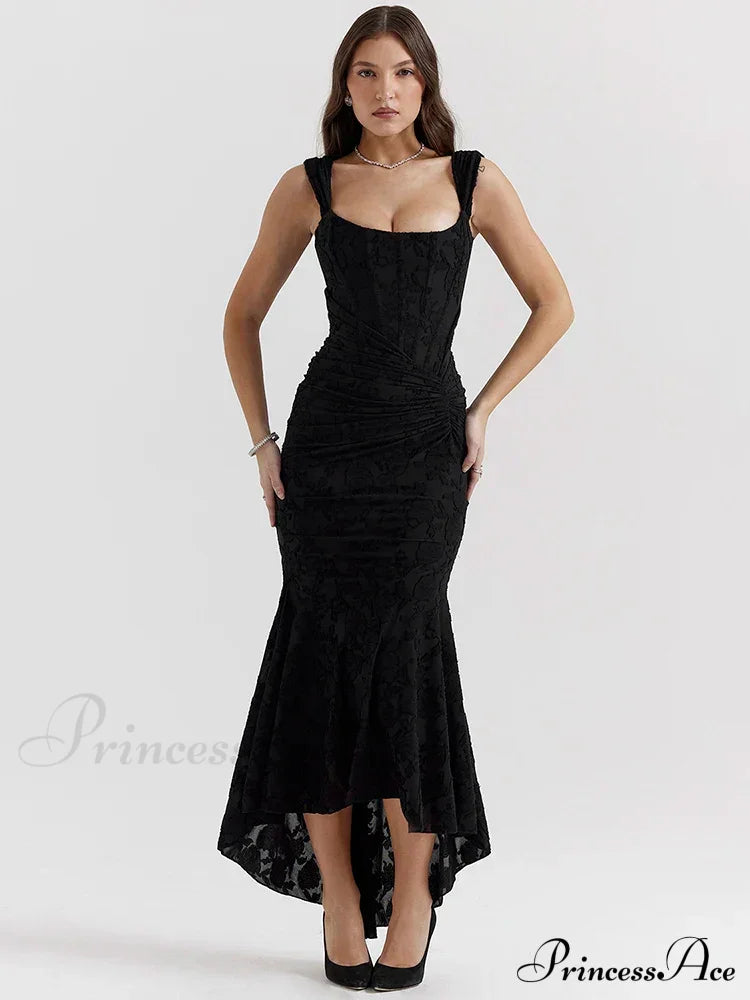 Lace Textured Strap Charming Wrap Midi Dress