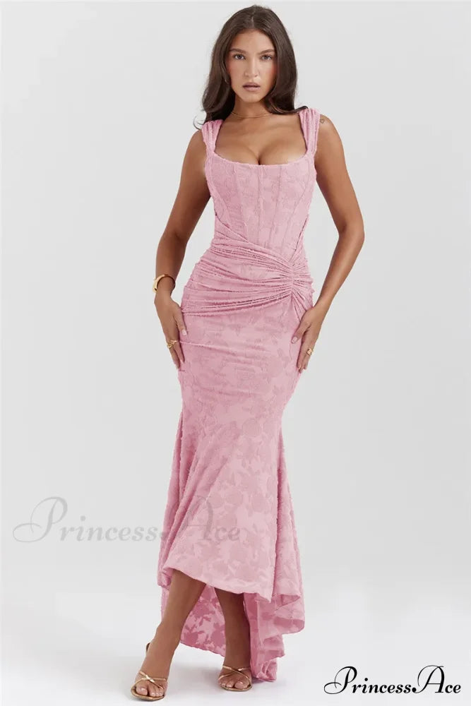 Lace Textured Strap Charming Wrap Midi Dress