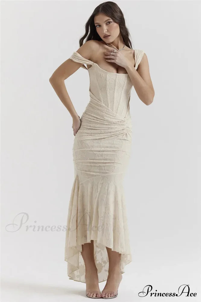 Lace Textured Strap Charming Wrap Midi Dress