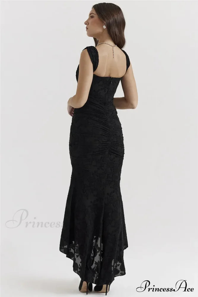 Lace Textured Strap Charming Wrap Midi Dress