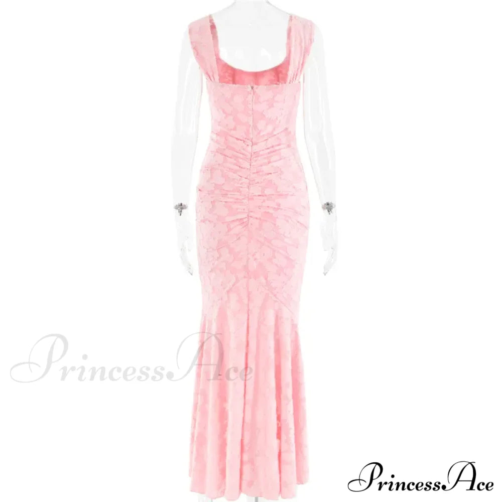 Lace Textured Strap Charming Wrap Midi Dress