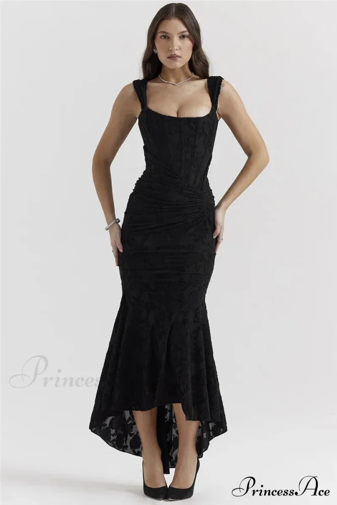 Lace Textured Strap Charming Wrap Midi Dress