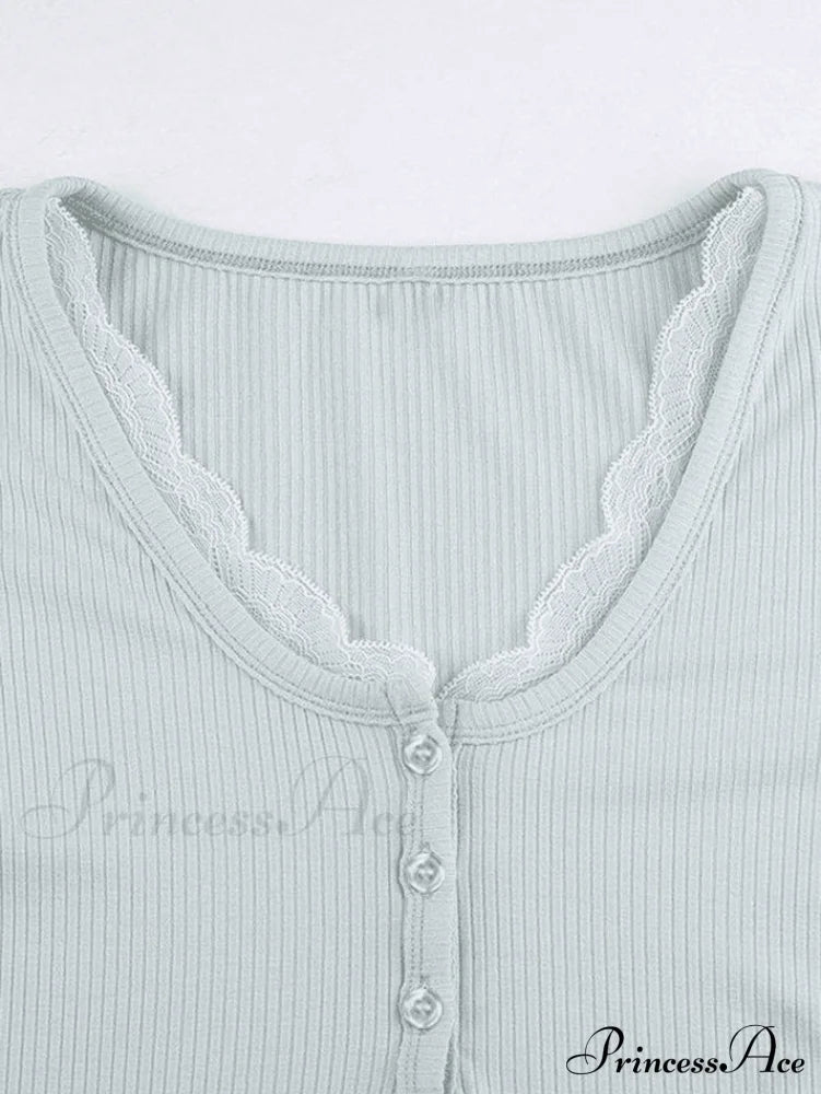 Lace Trim Graceful Knit Crop Top