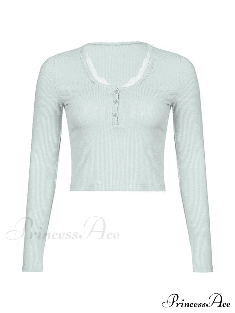 Lace Trim Graceful Knit Crop Top