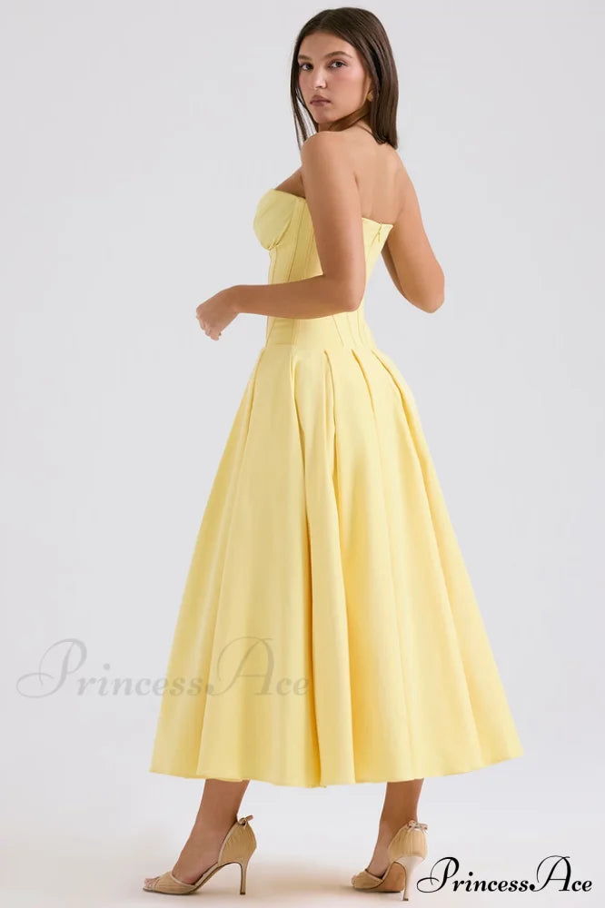 Lady Black Stylish Strapless Midi Dress