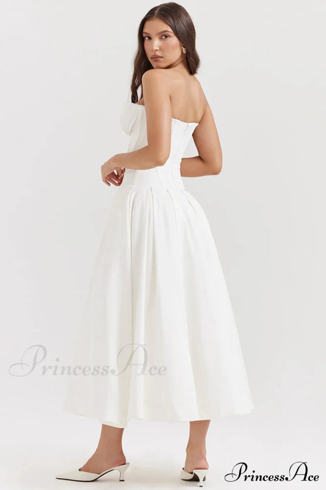 Lady Black Stylish Strapless Midi Dress