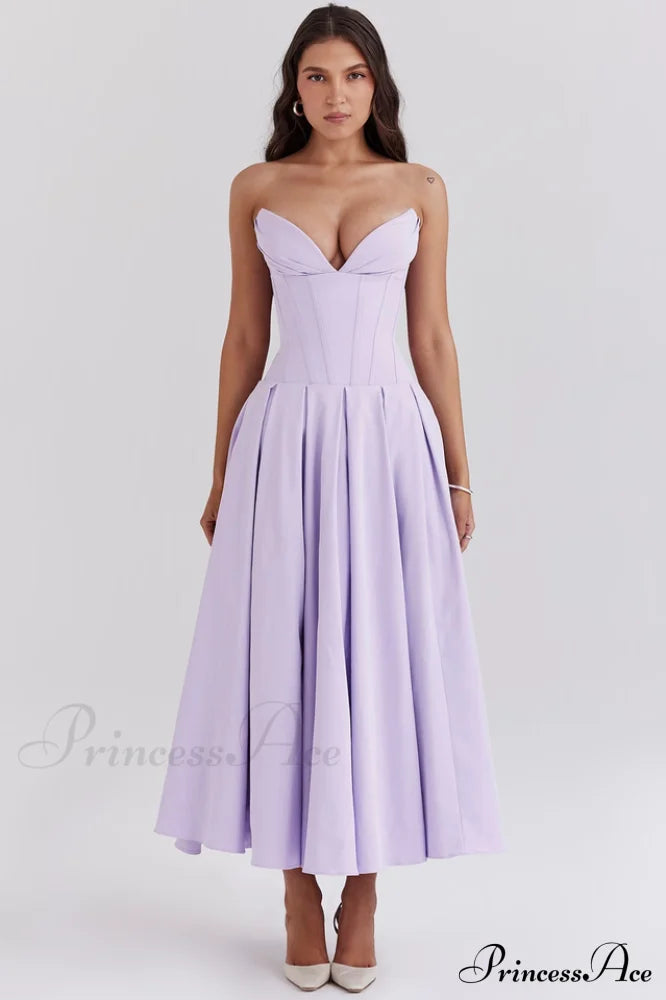 Lady Black Stylish Strapless Midi Dress