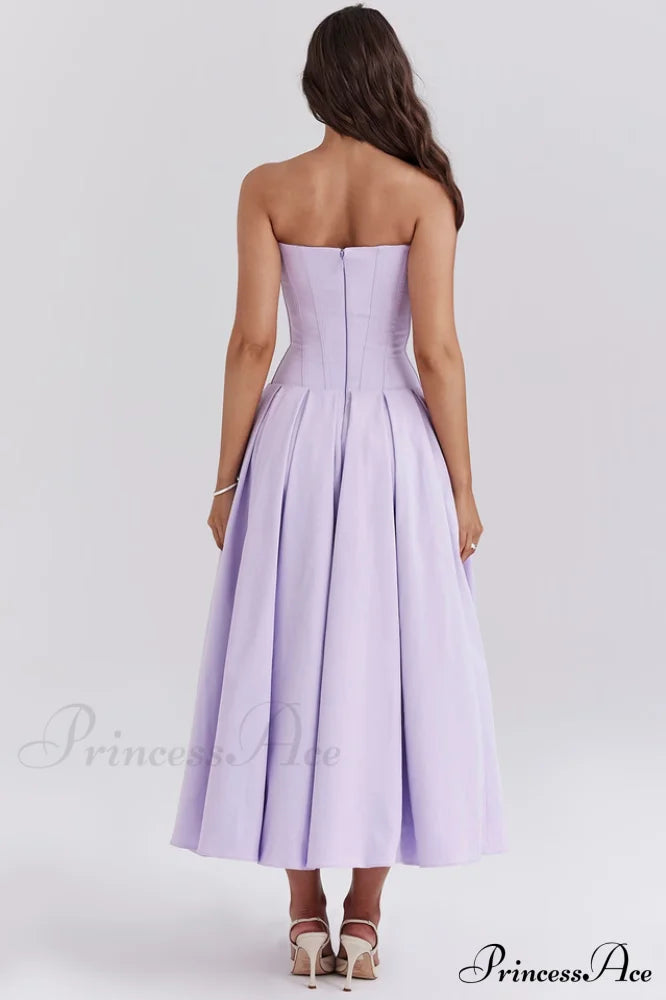 Lady Black Stylish Strapless Midi Dress