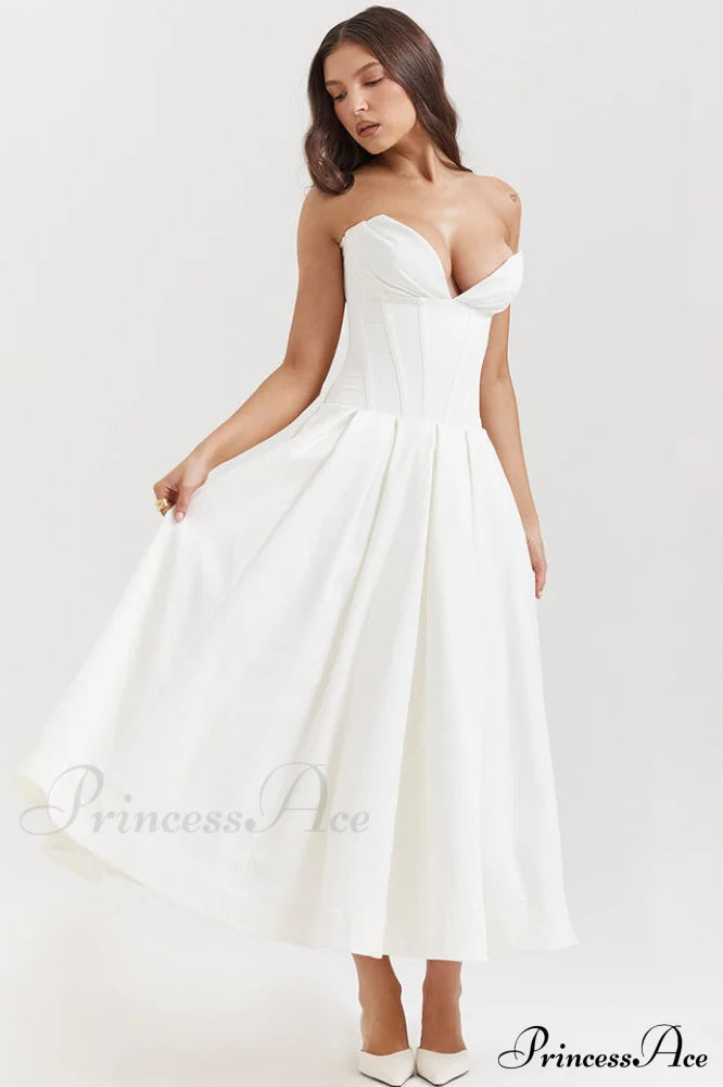 Lady Black Stylish Strapless Midi Dress