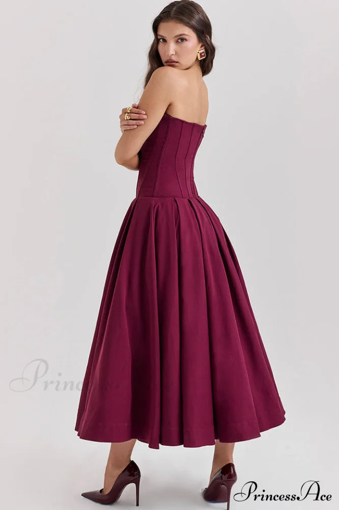 Lady Black Stylish Strapless Midi Dress