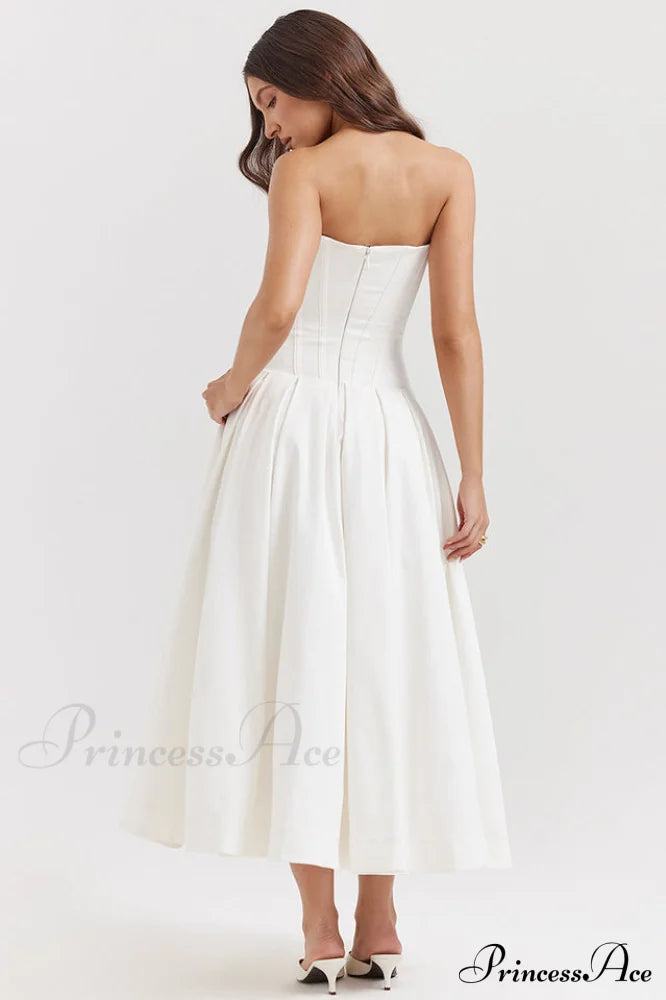 Lady Black Stylish Strapless Midi Dress