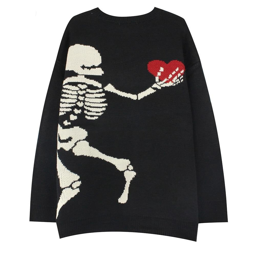 Undying Devotion Skeletal Heart Knit Sweater