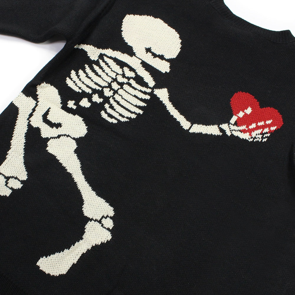 Undying Devotion Skeletal Heart Knit Sweater