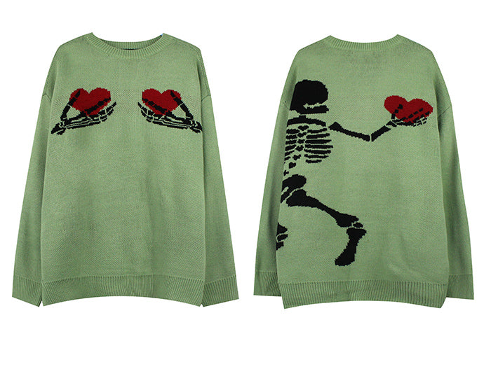 Undying Devotion Skeletal Heart Knit Sweater