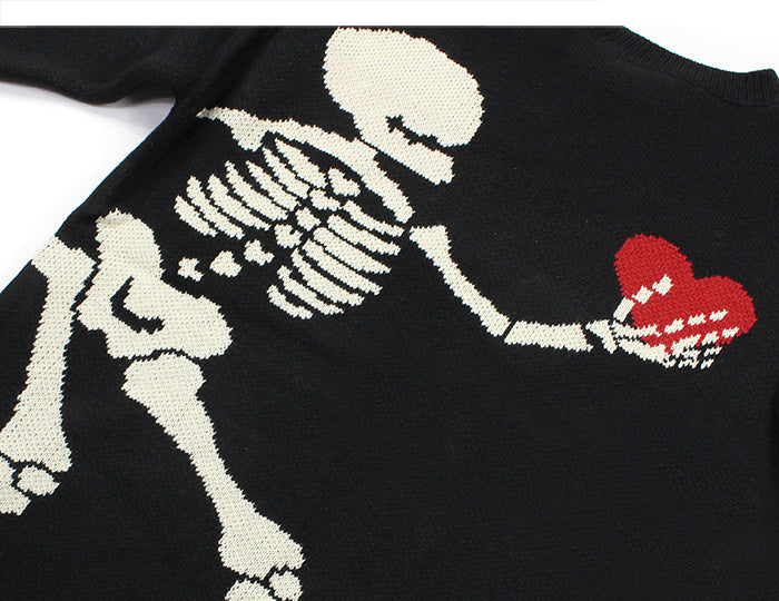 Undying Devotion Skeletal Heart Knit Sweater