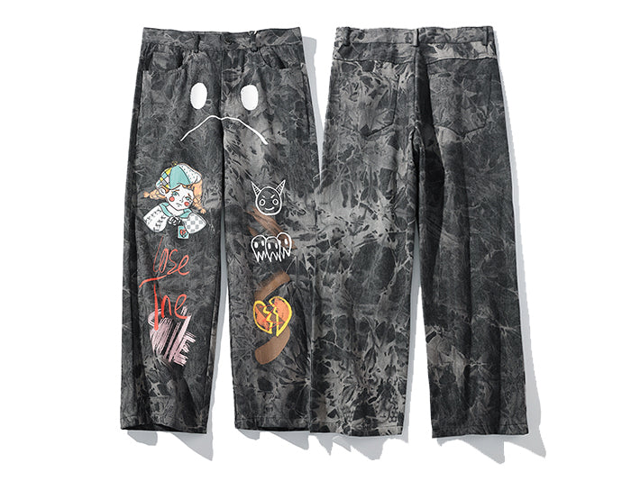 Psychedelic Fauna Straight-Cut Chinos Pants